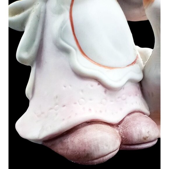 Homco Farm Girl Feeding Duck Porcelain Blond Kid Pink Dress Vintage Figure 4" - Picture 10 of 15